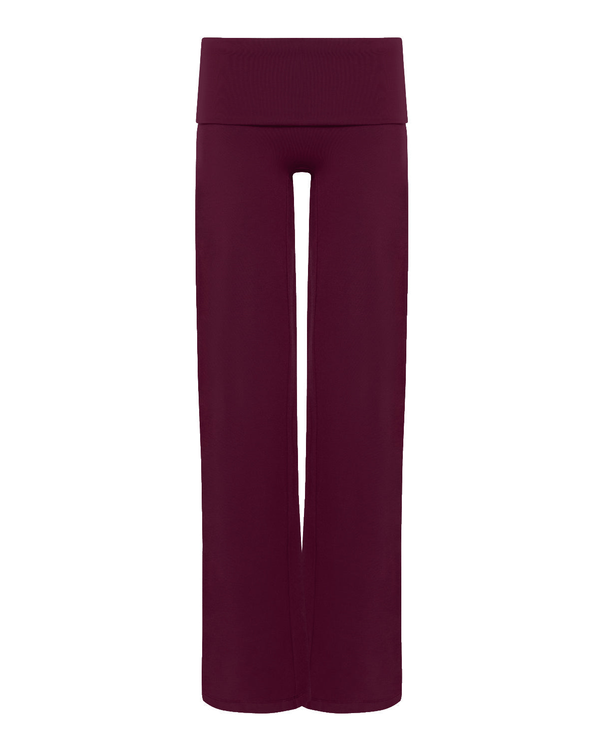 Foldover Jersey Straight Leg Pants | Deep Berry
