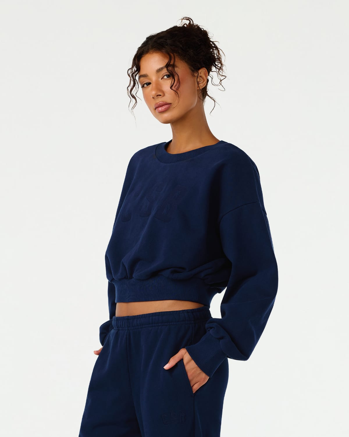 Cropped Crew Neck | Navy