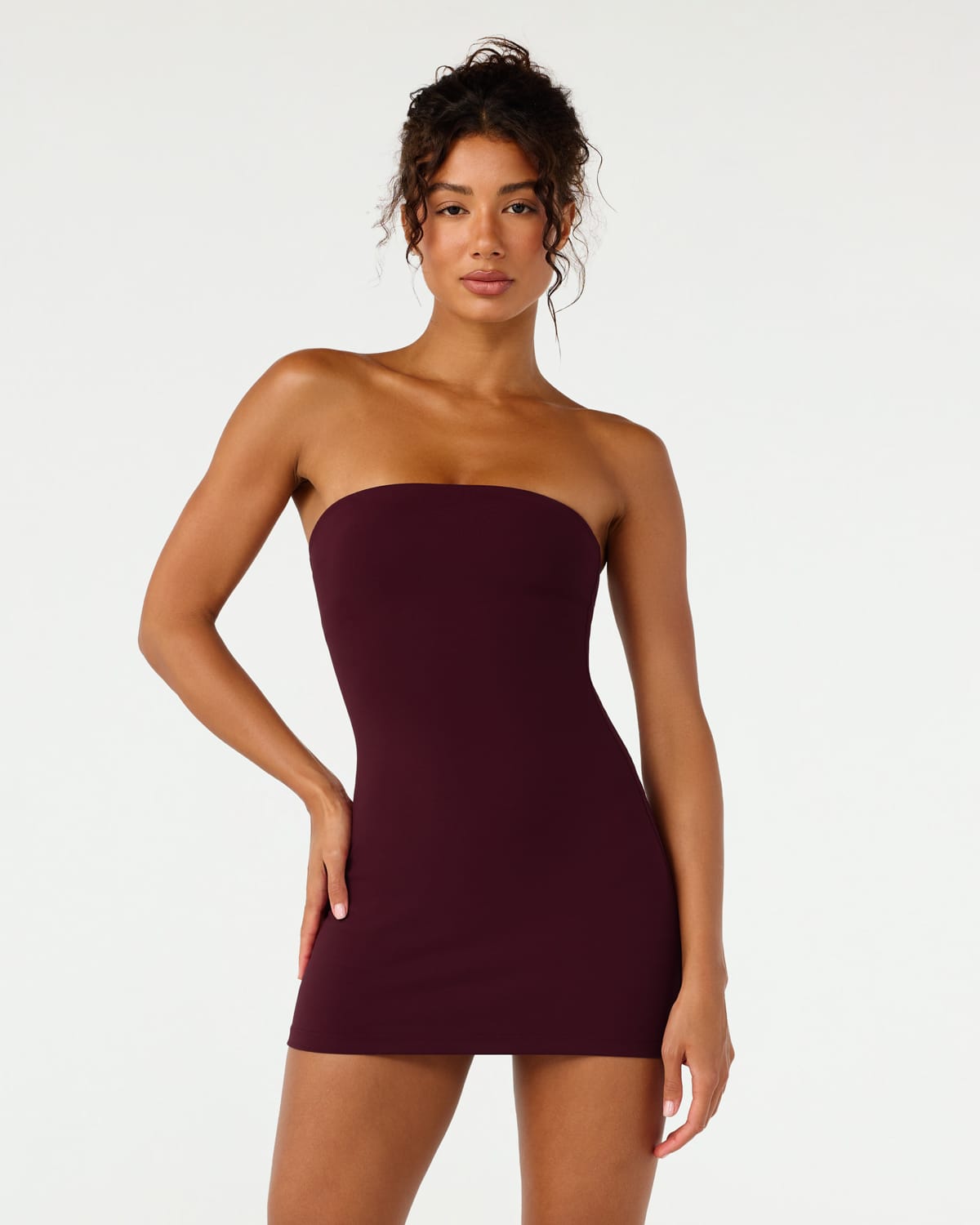 Form Strapless Mini Dress | Wine