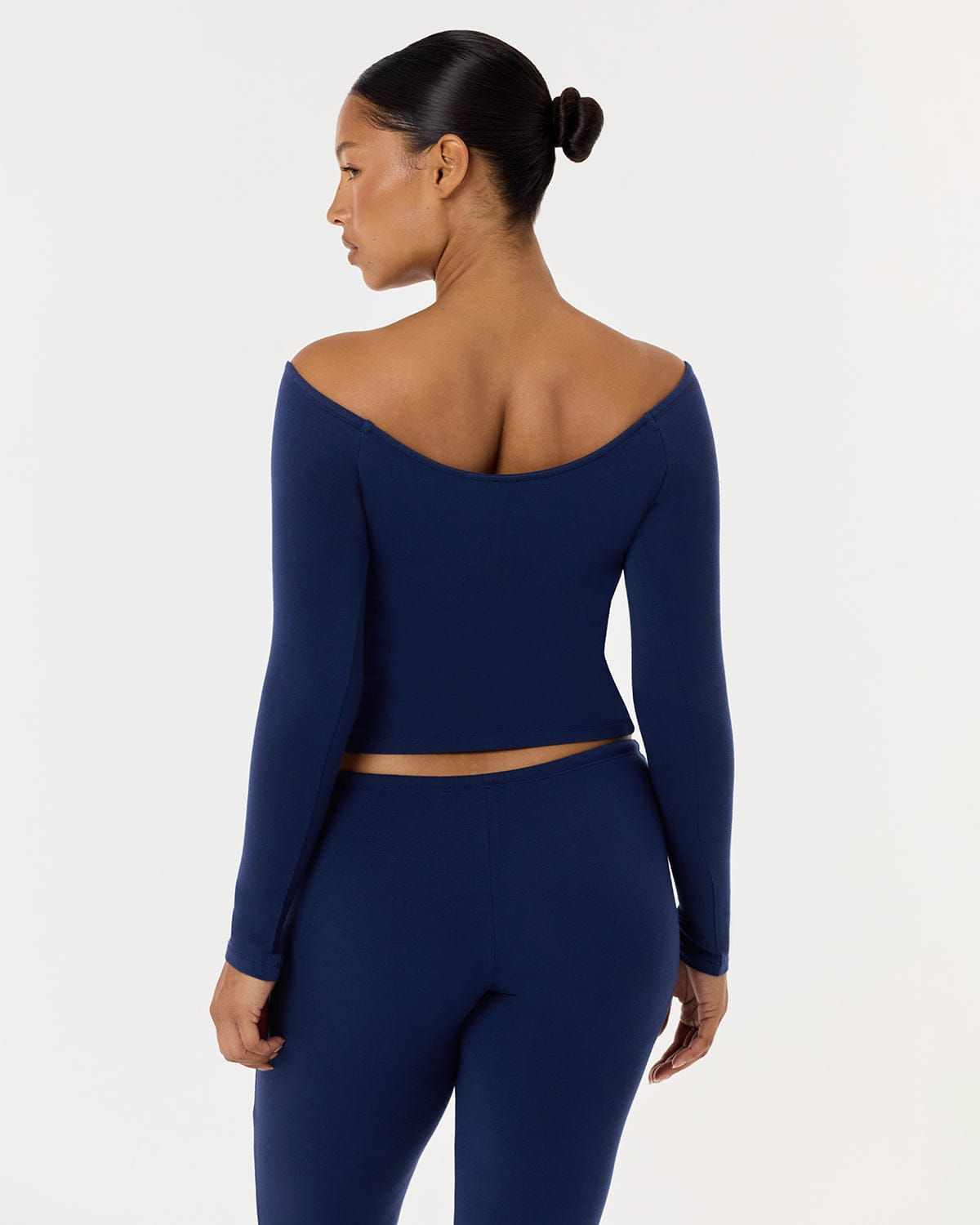 Off Shoulder Wrap Top | Navy