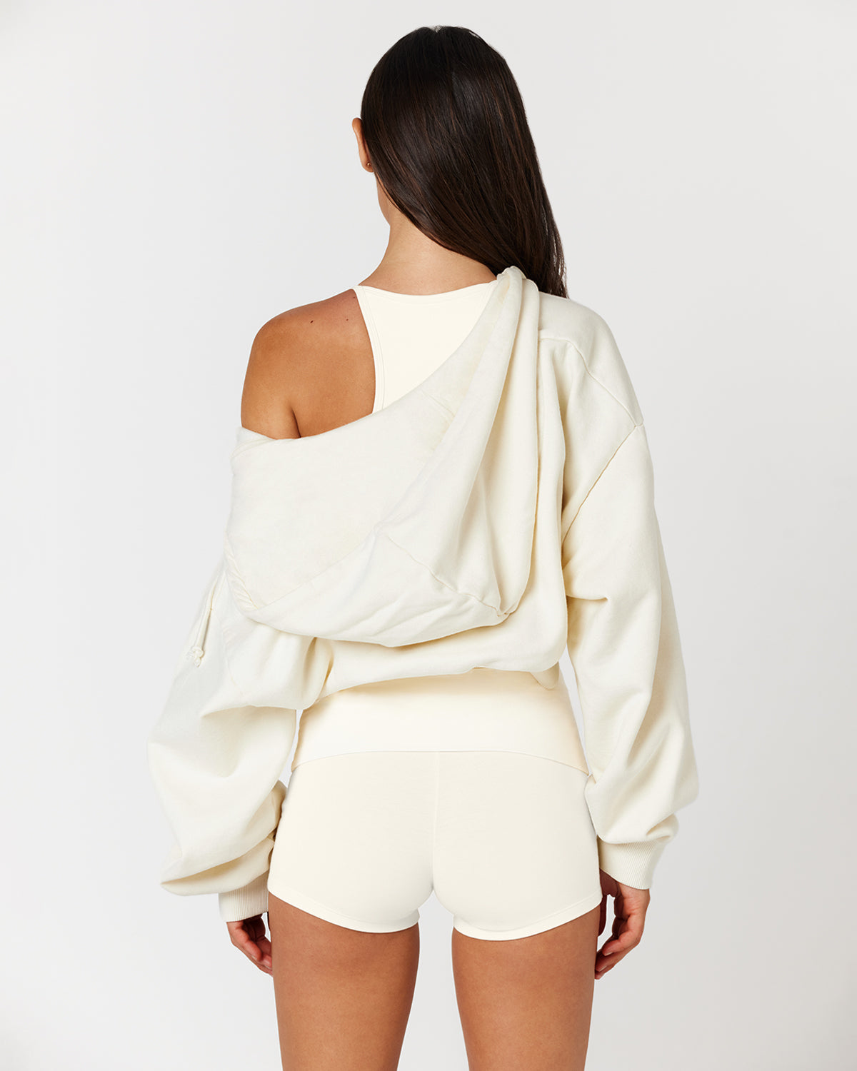 Cropped Zip Hoodie | Milk