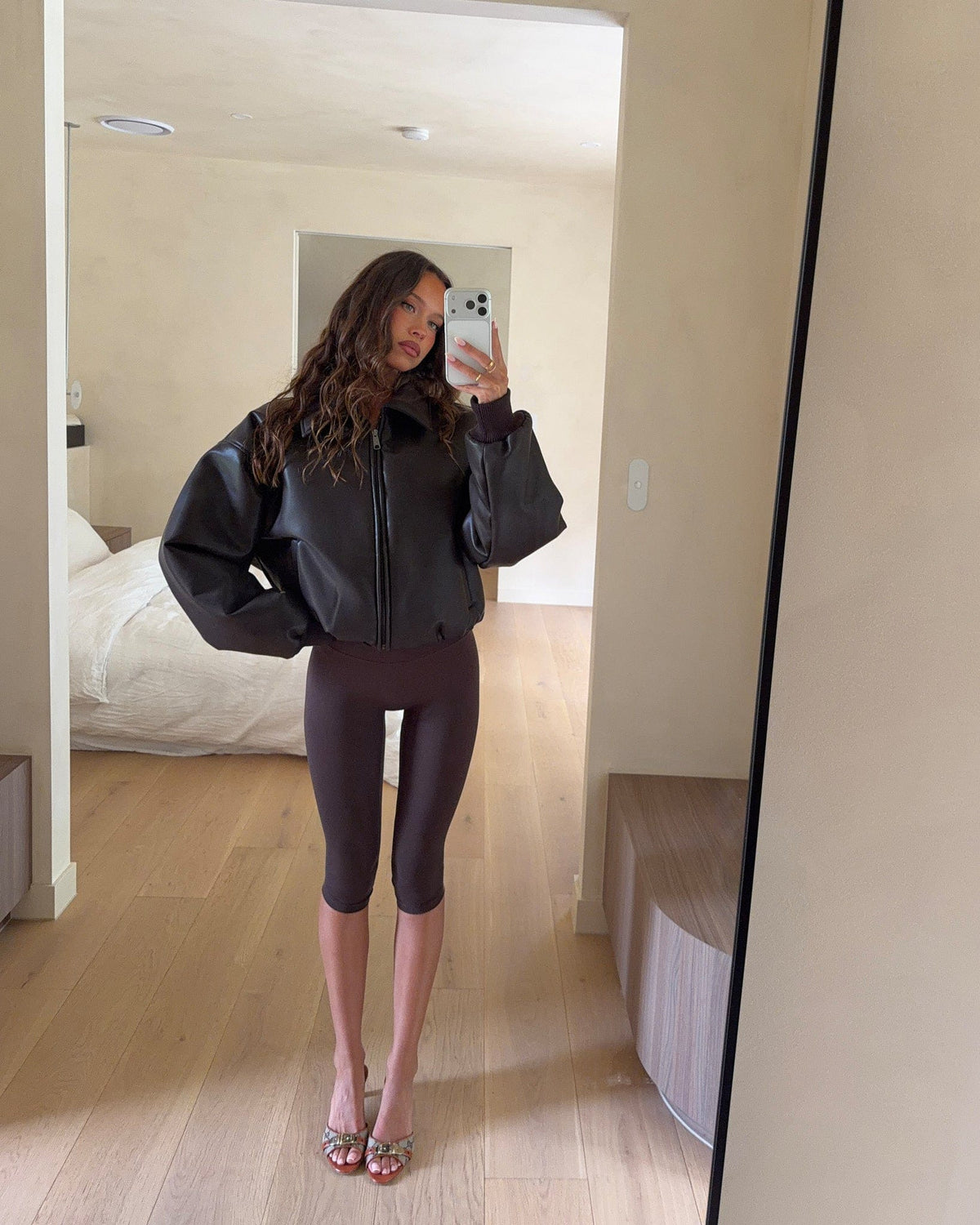 Leather Bomber Jacket | Dark Chocolate