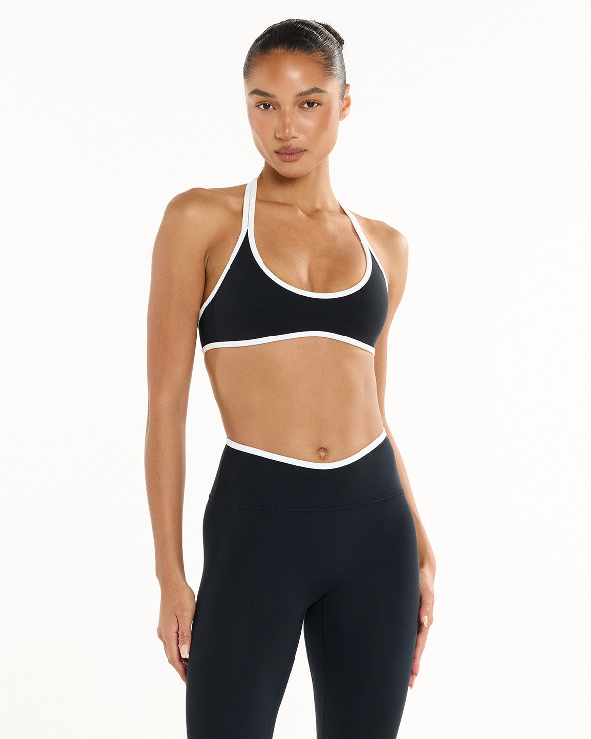 Serenity Halter Crop | Black Two Tone
