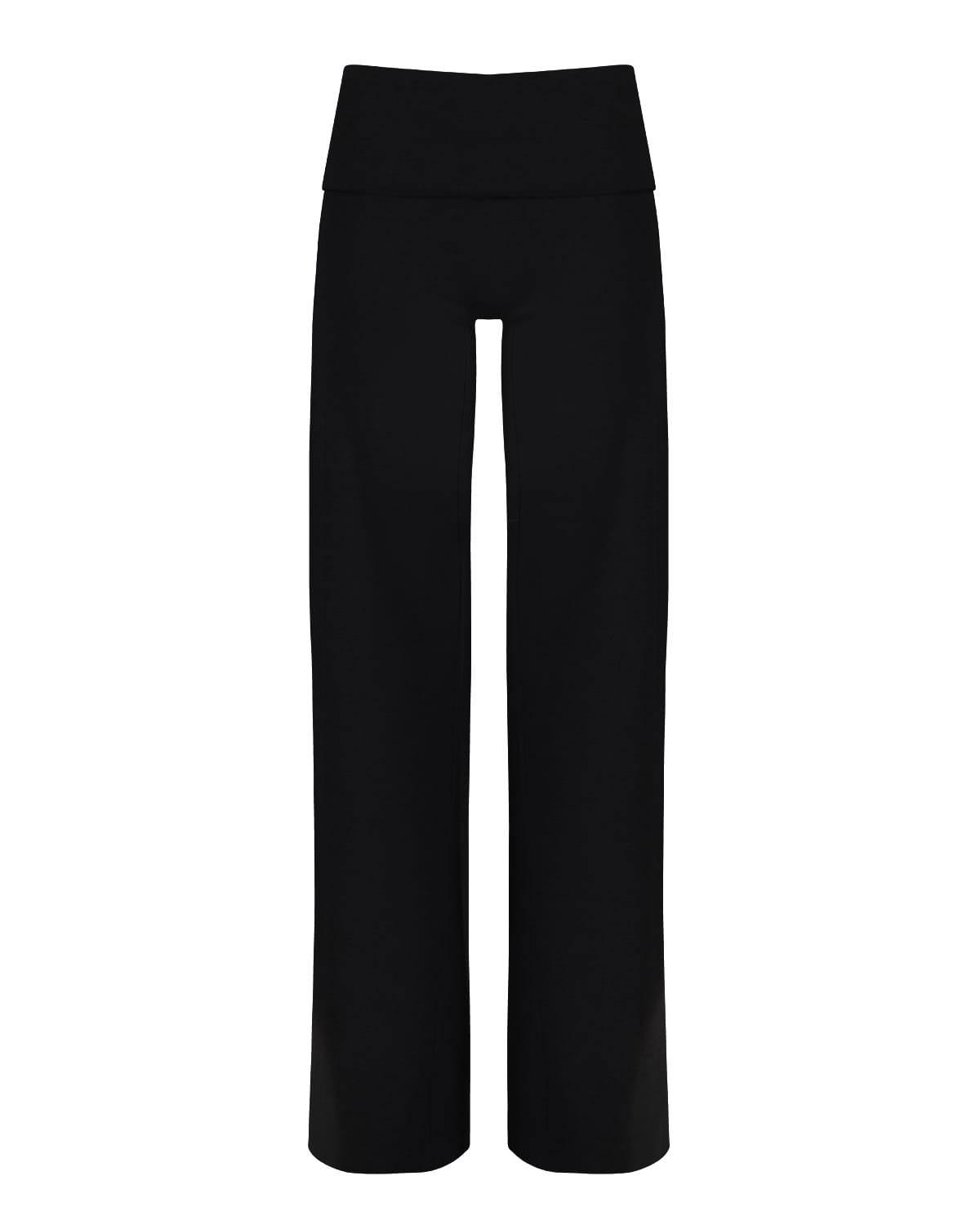 Foldover Jersey Straight Leg Pants | Black