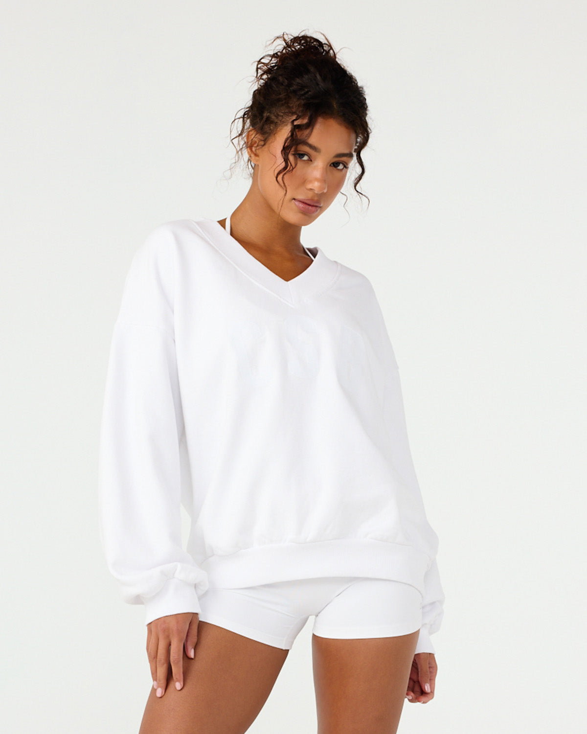 CSB V Neck Sweatshirt | White