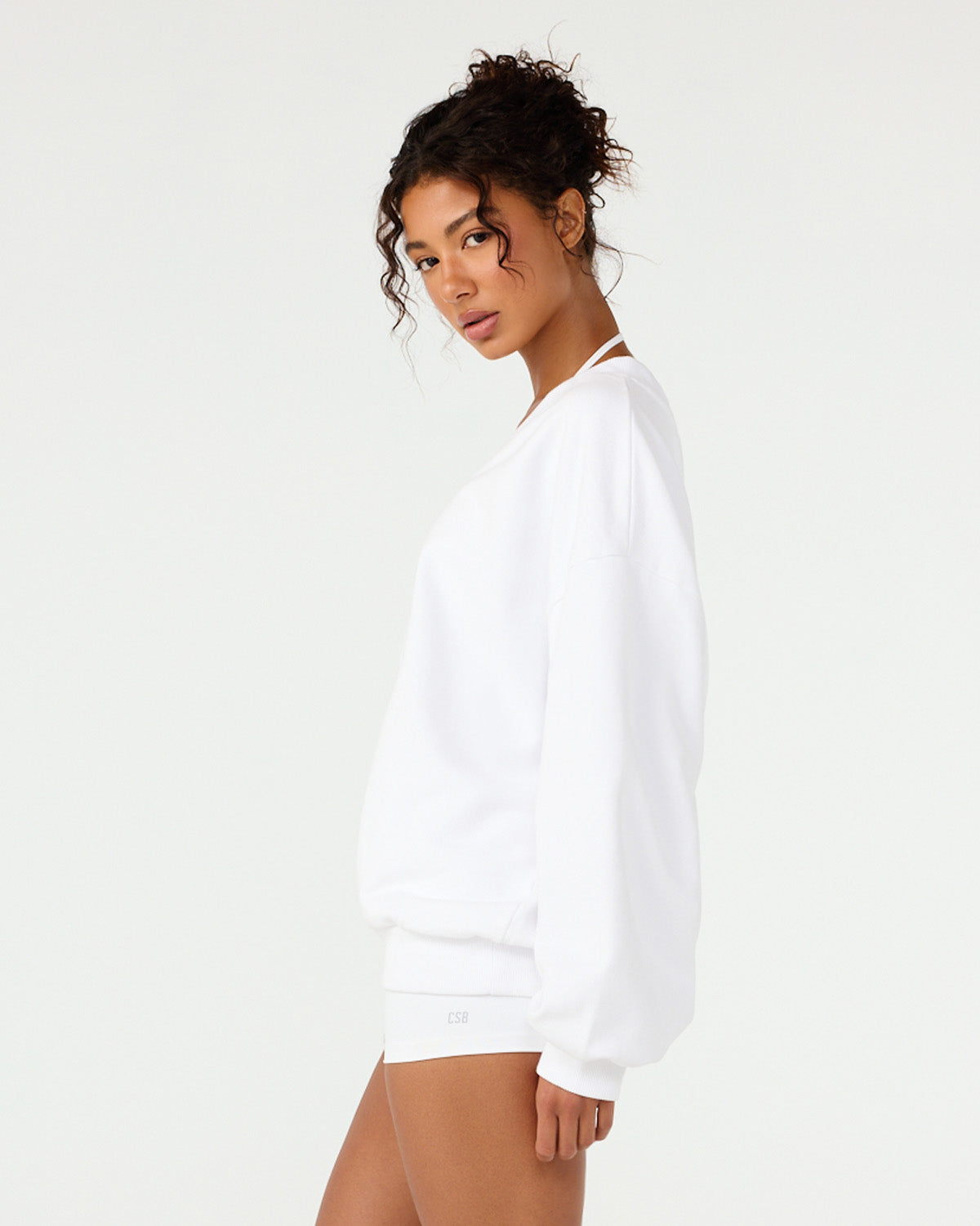 CSB V Neck Sweatshirt | White