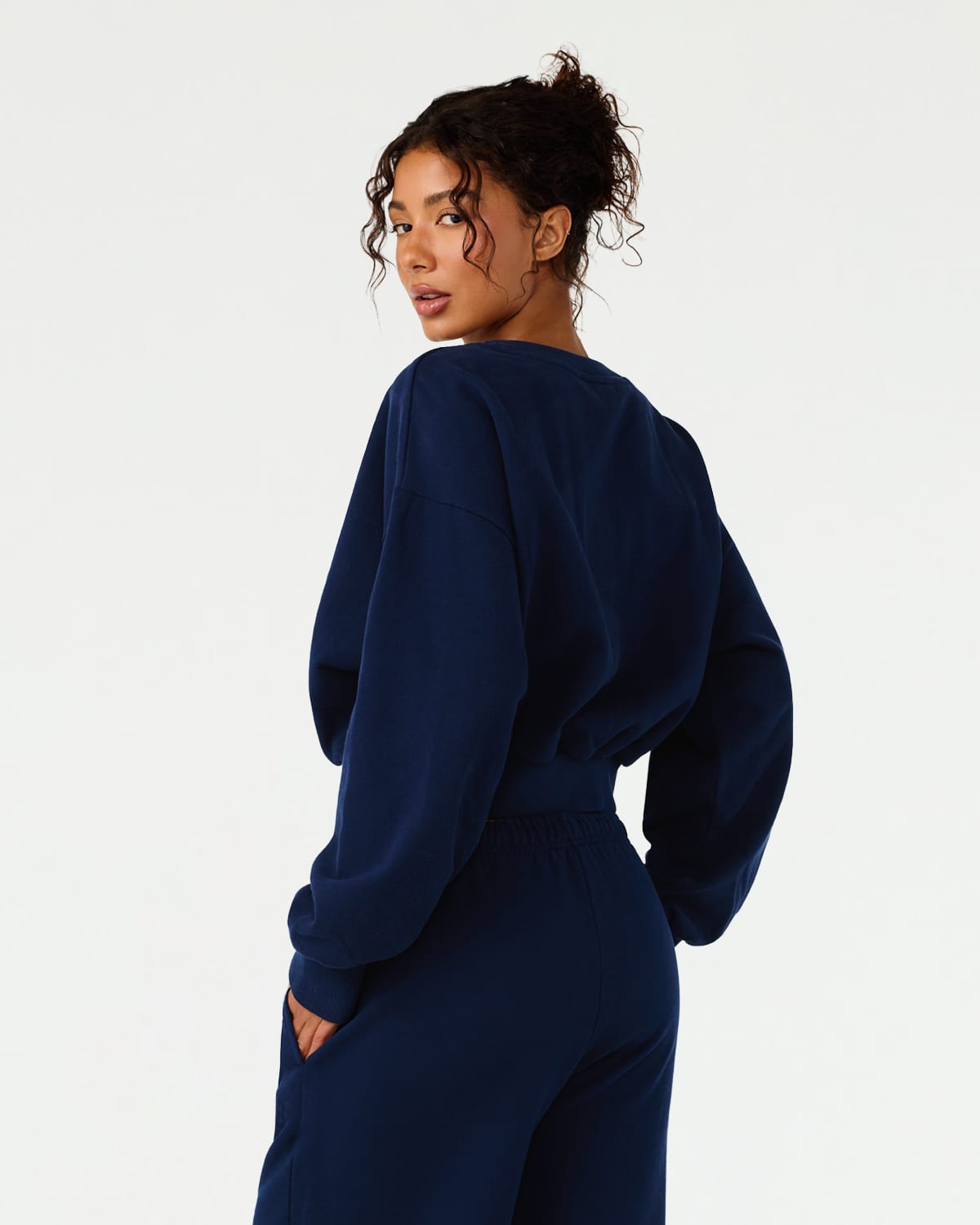 Cropped Crew Neck | Navy