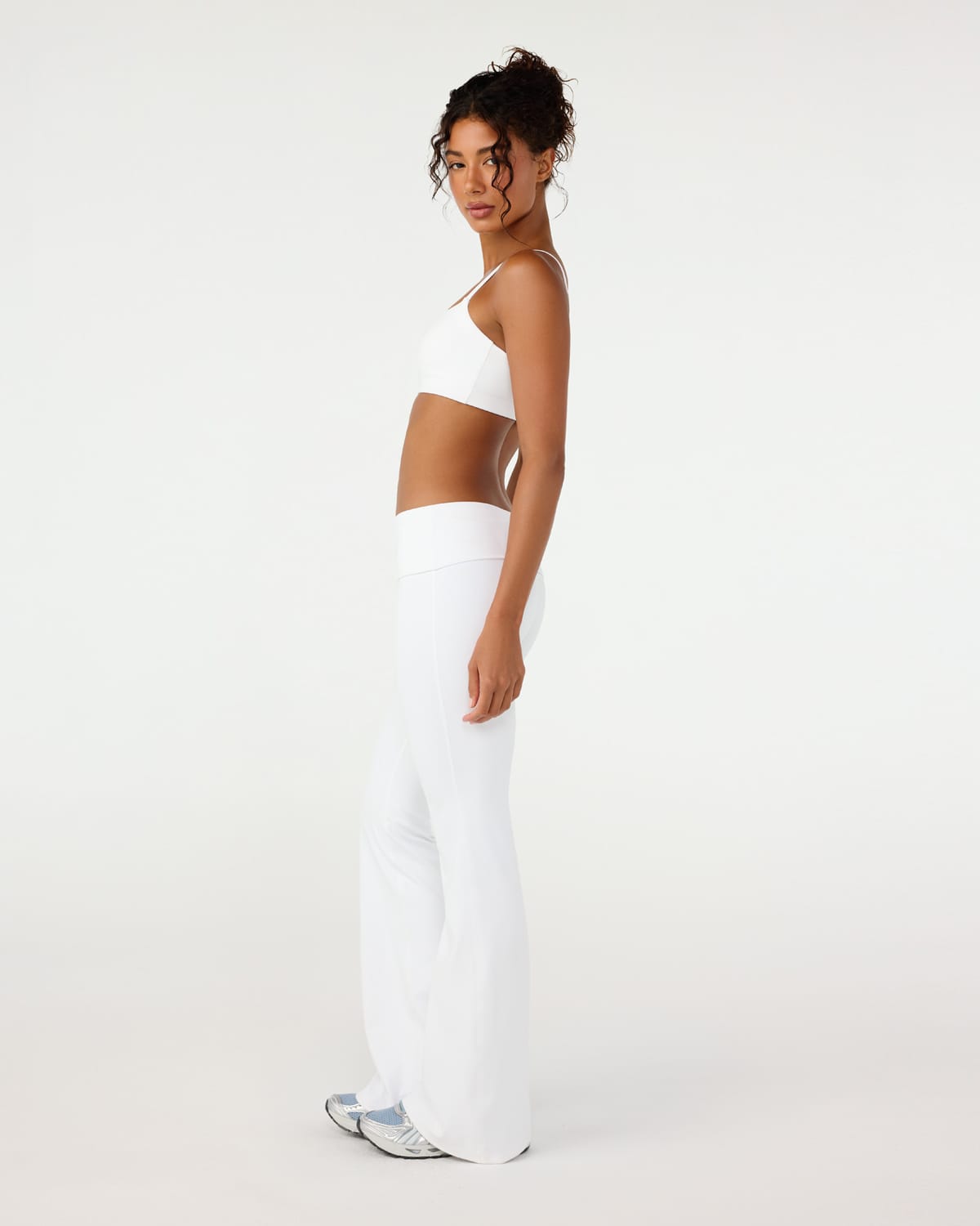 Form Invisible Scrunch Flare Fold Over Leggings | White