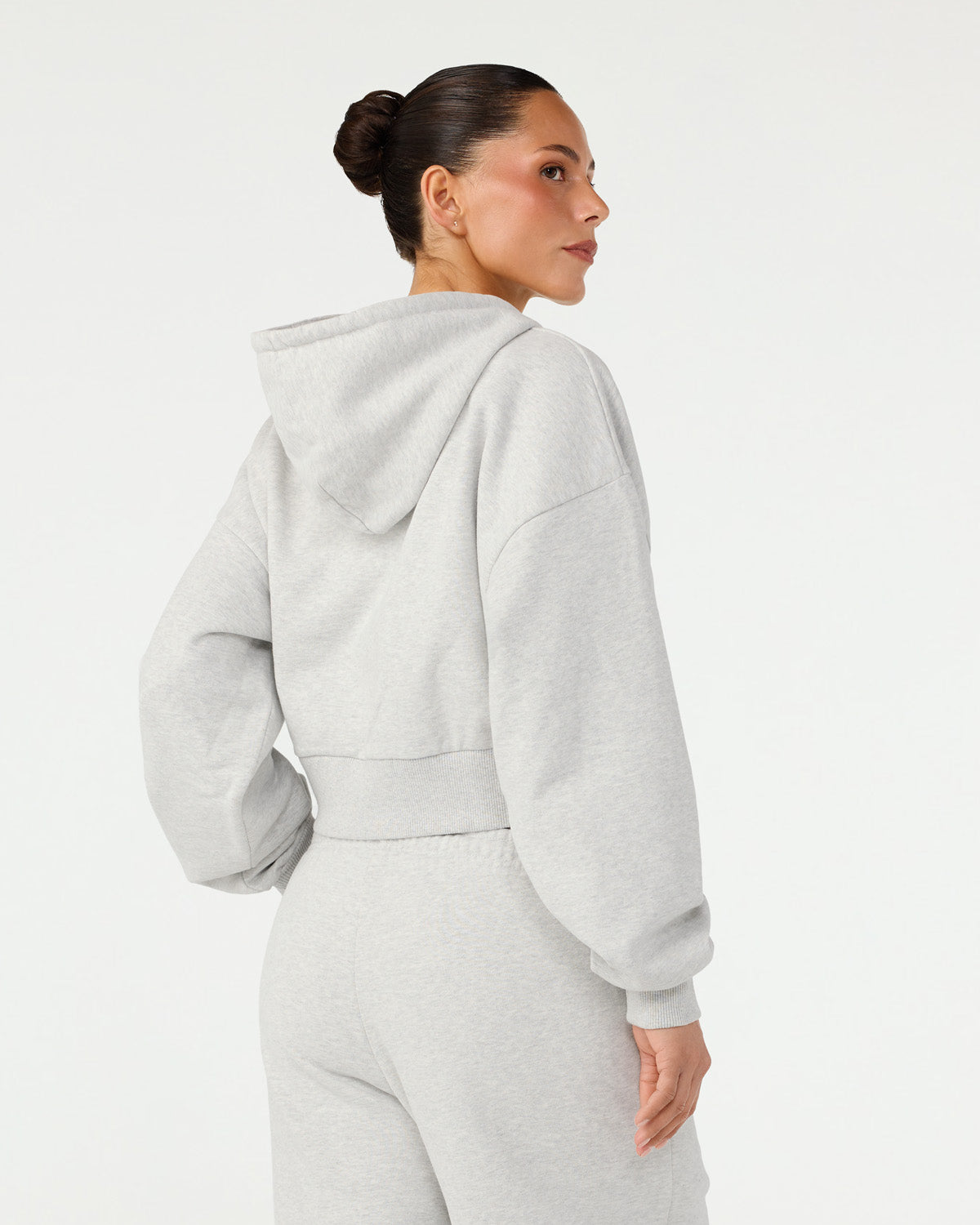 Cropped Zip Hoodie | Snow Marle
