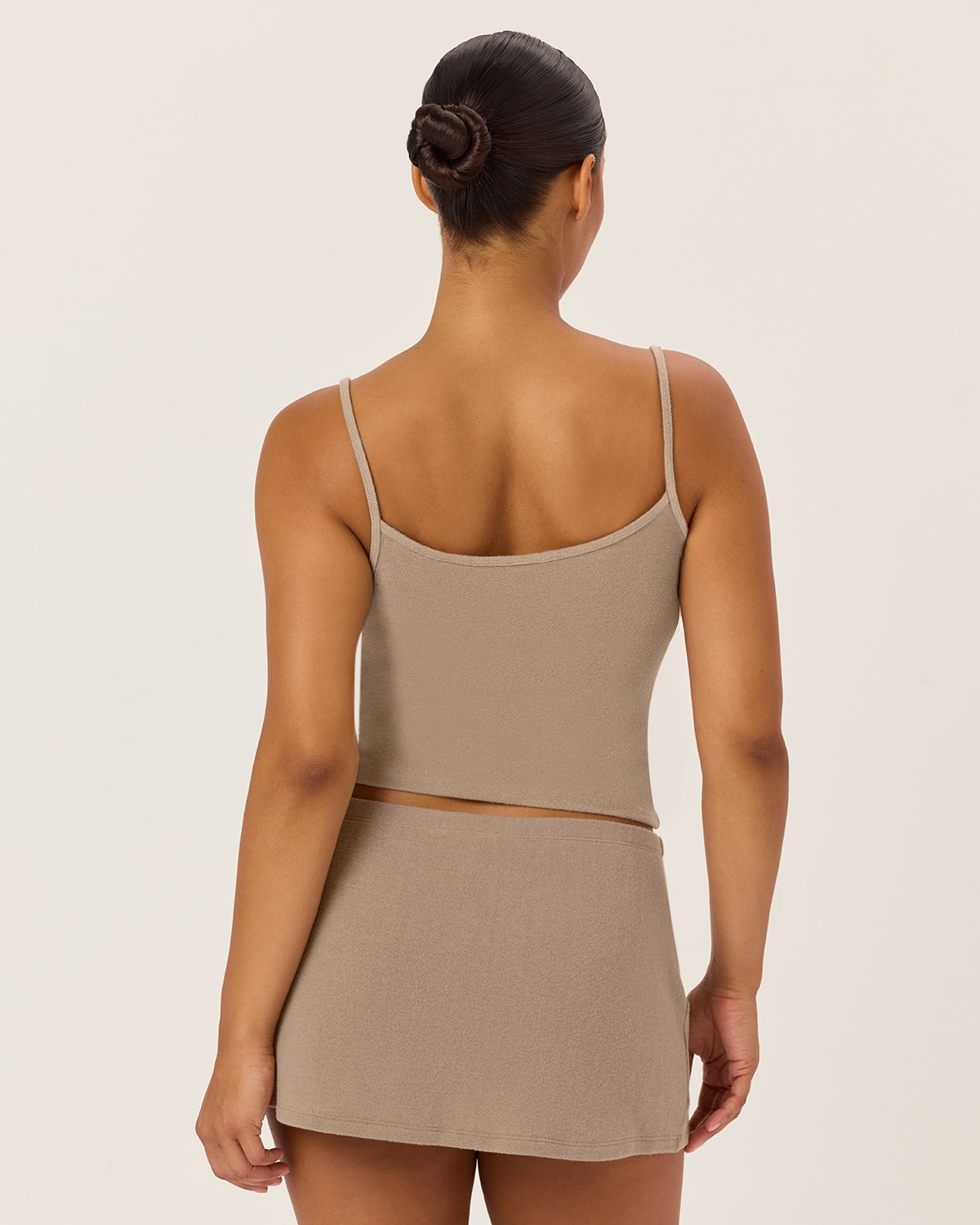 Terry Thin Strap Tank | Almond