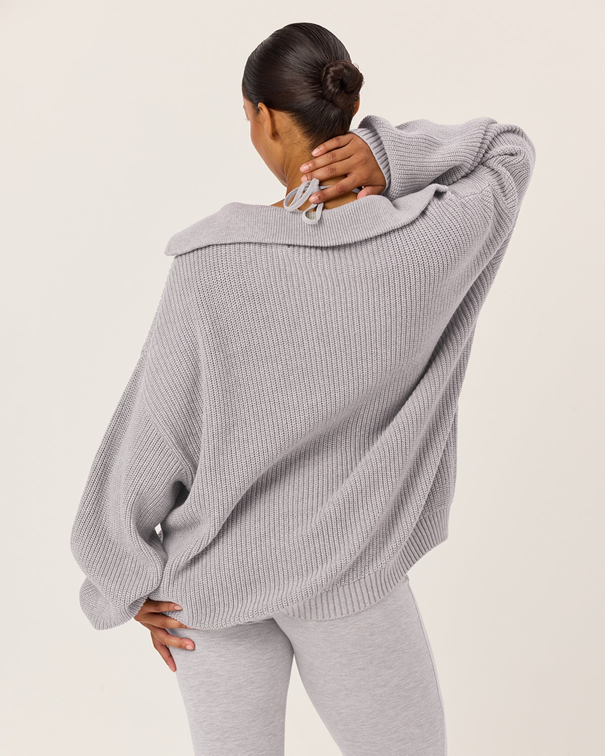 Oversized Knit Sweater | Grey Marle