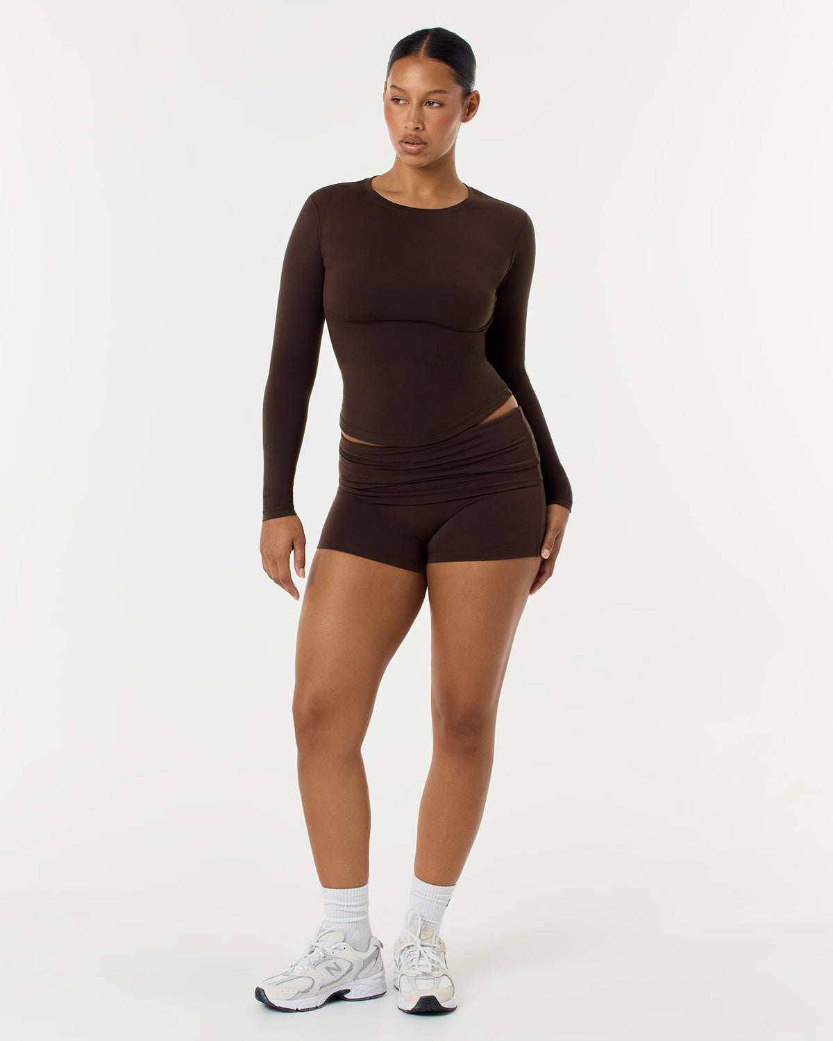 Foldover Yoga Shorts | Espresso