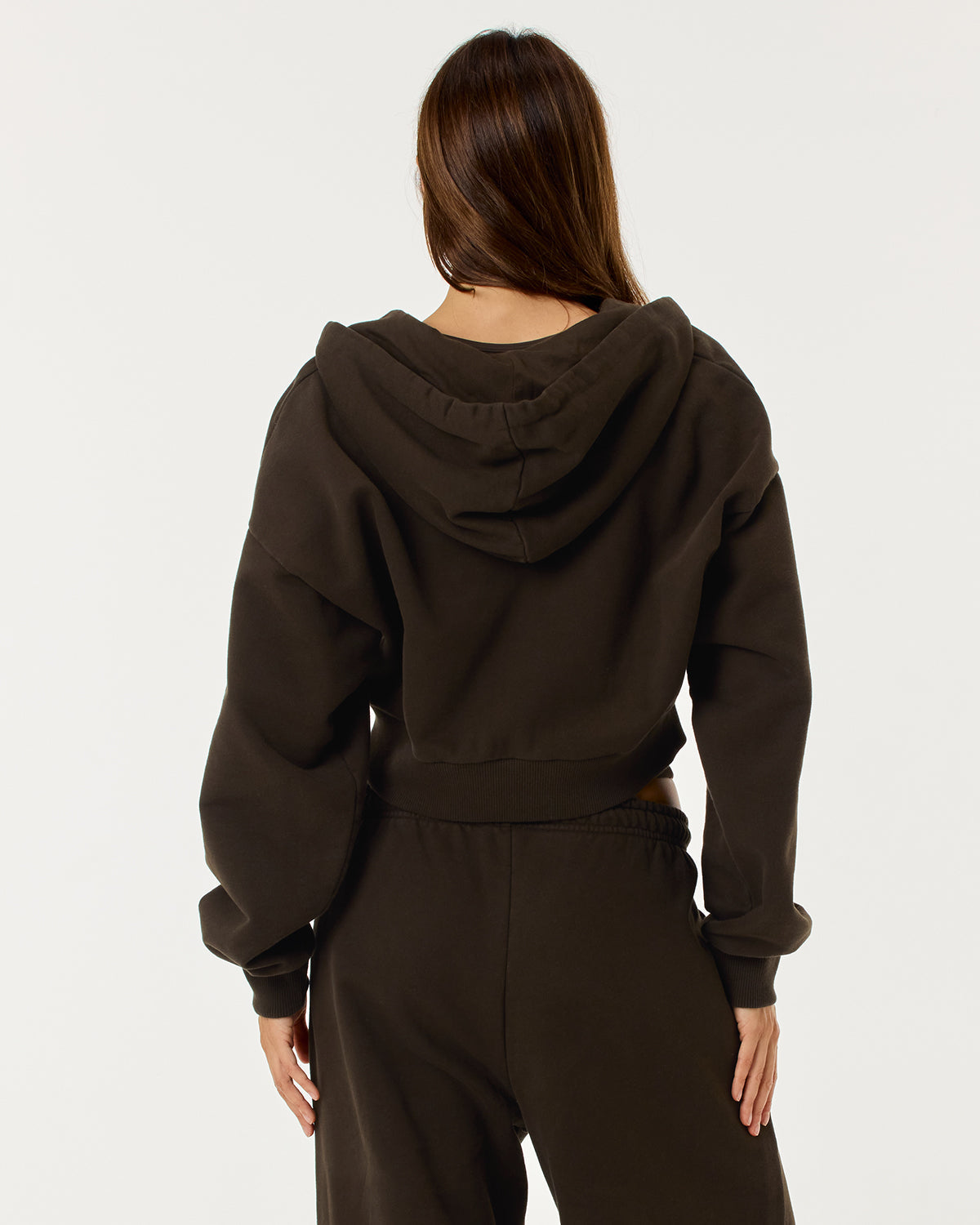 Cropped Zip Hoodie | Dark Chocolate
