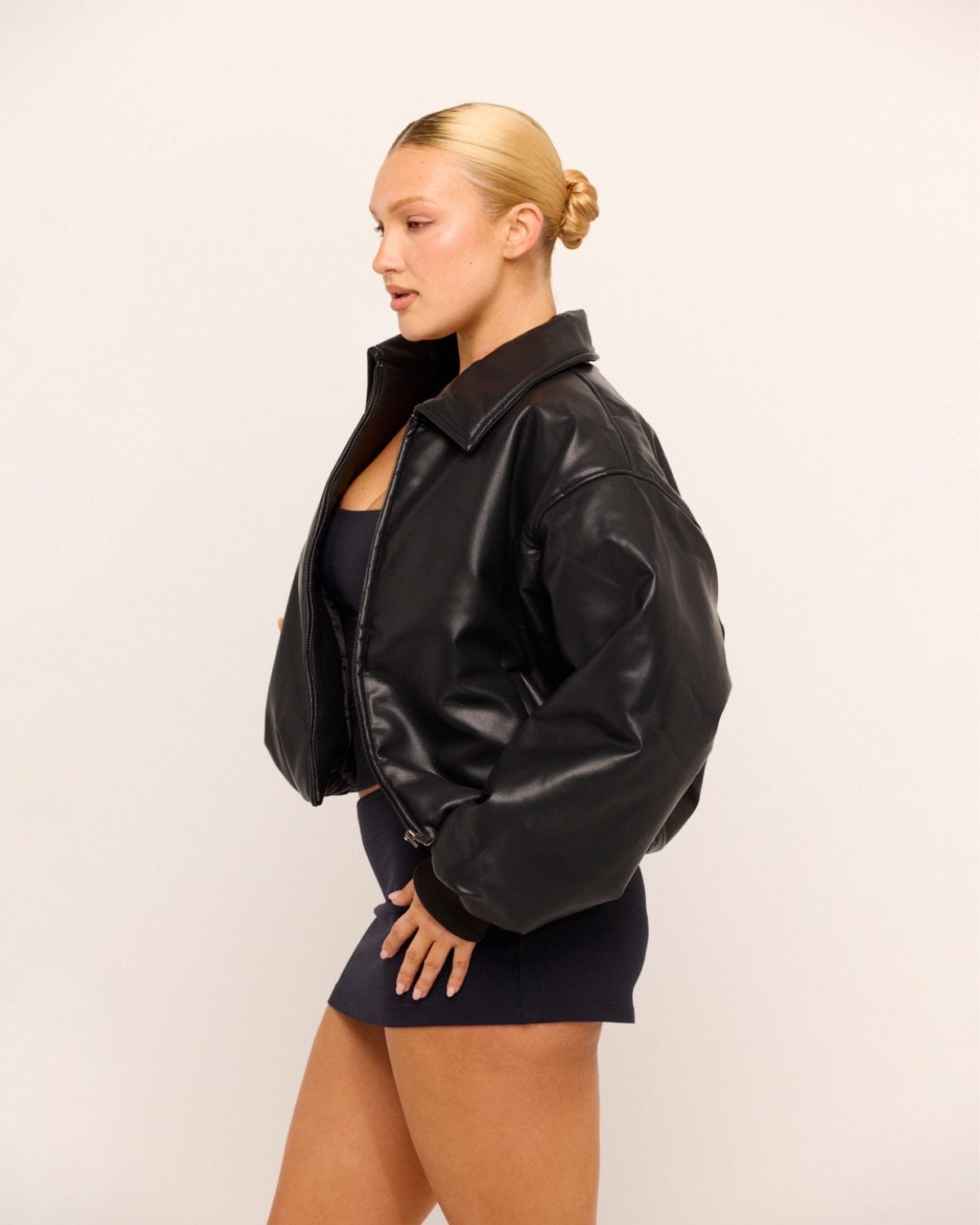Leather Bomber Jacket | Black