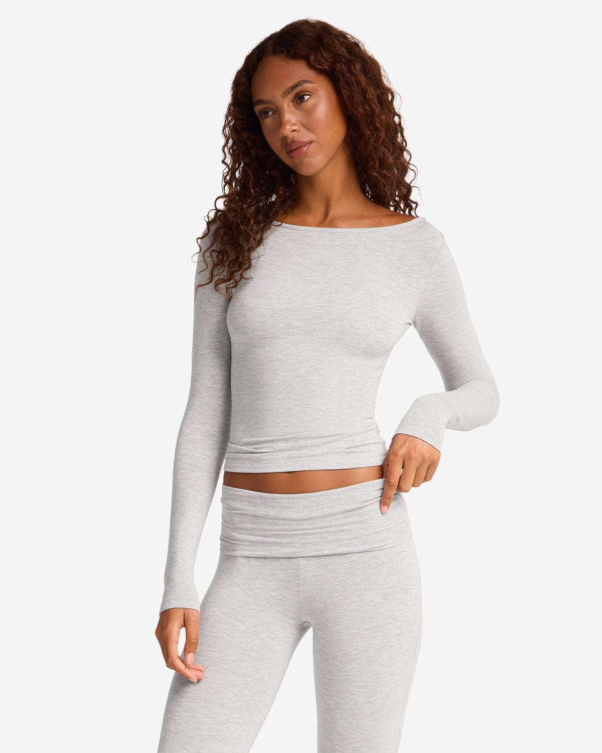 Boat Neck Long Sleeve Top | Snow Marle