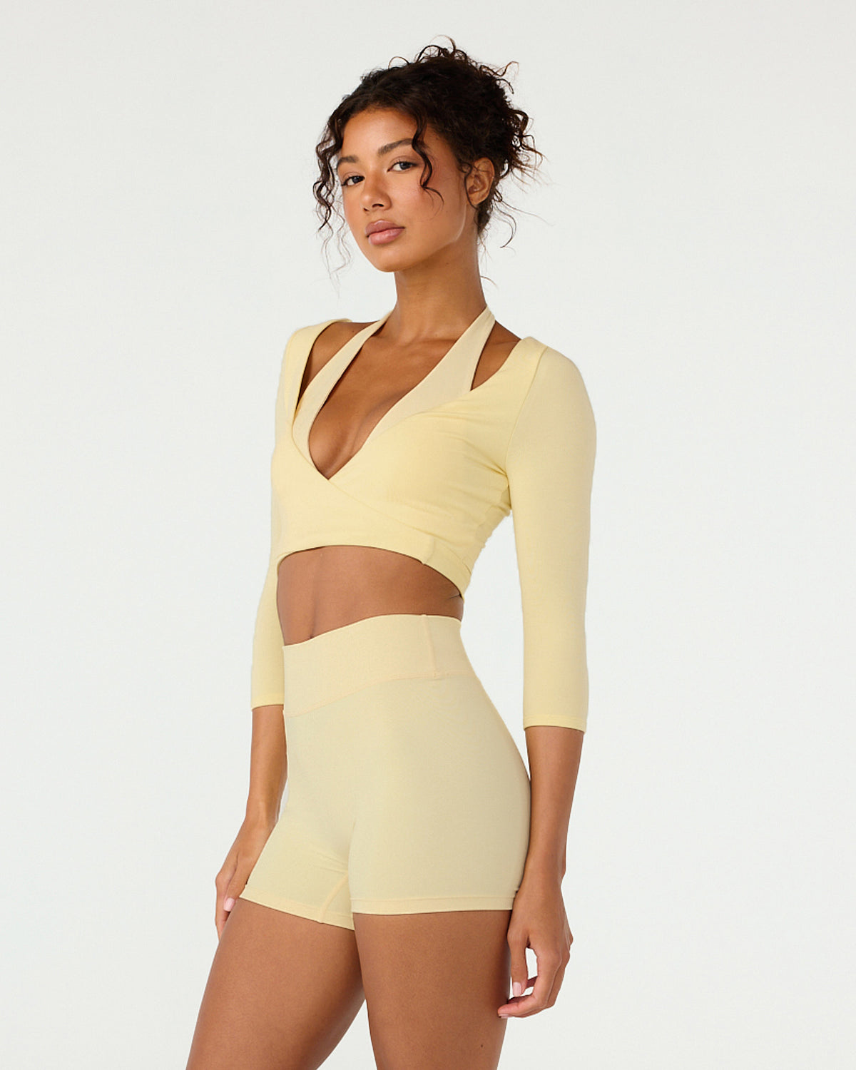 Ballet Wrap Cropped Top 3/4 Sleeve | Butter