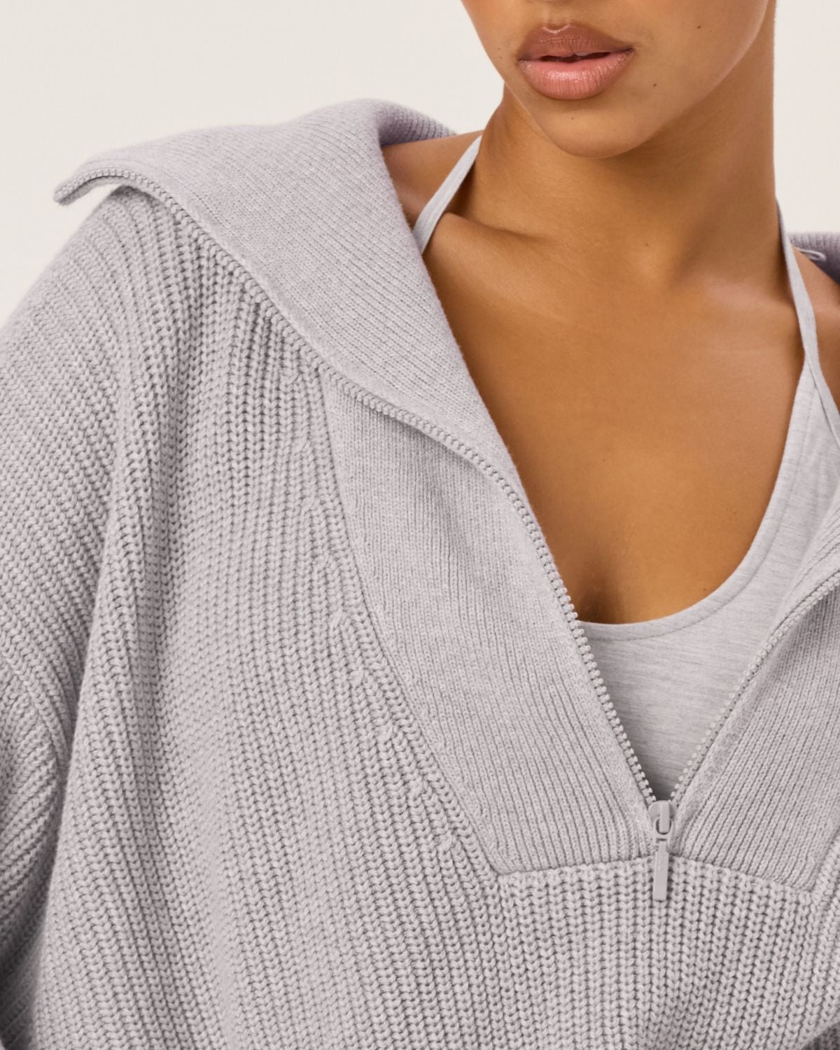 Oversized Knit Sweater | Grey Marle