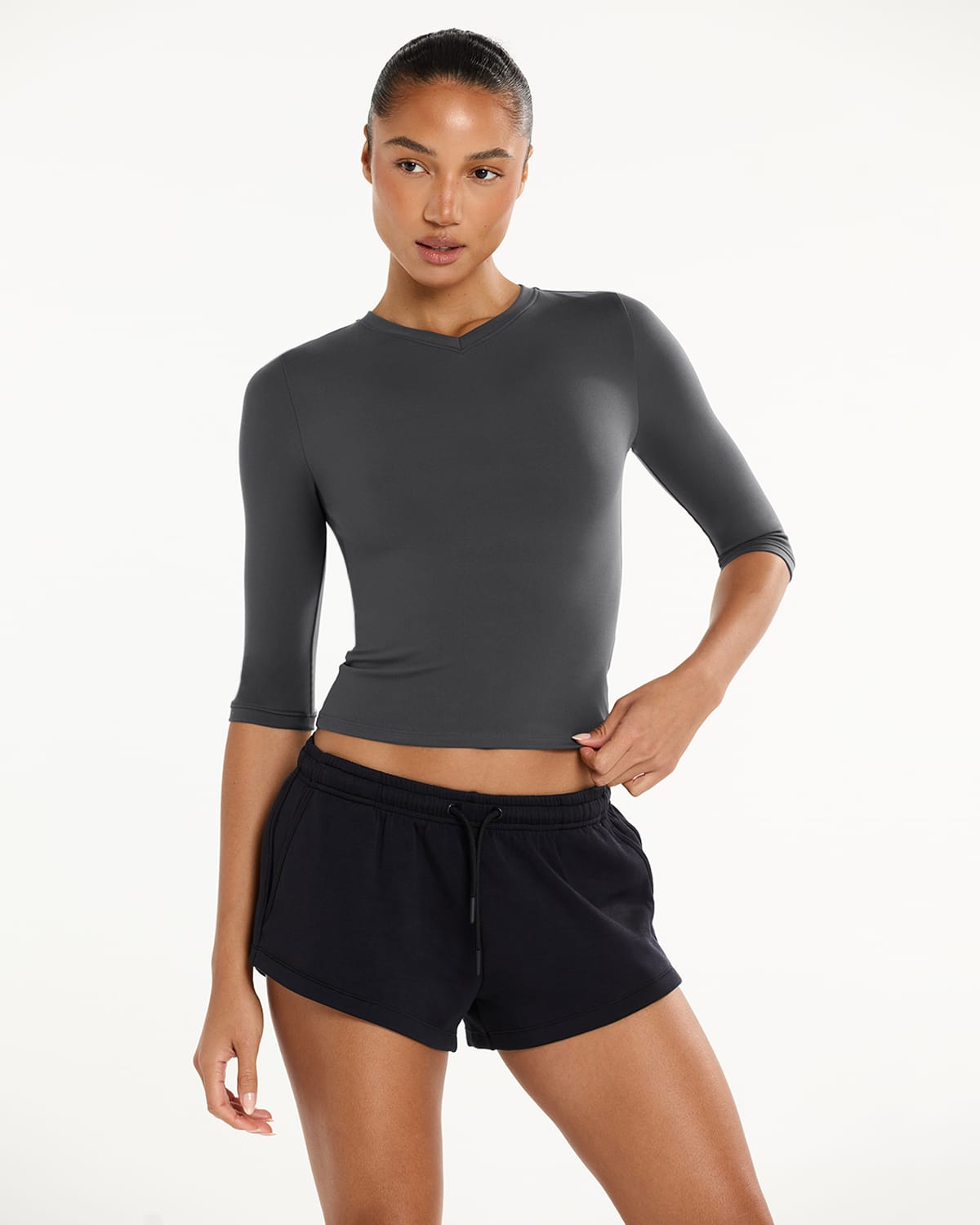 Serenity Soft 3/4 Sleeve Top | Shadow