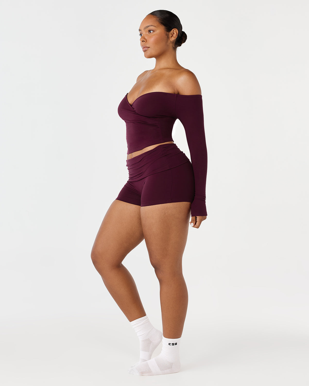 Foldover Yoga Shorts | Deep Berry