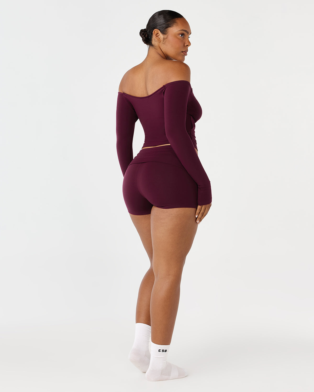 Foldover Yoga Shorts | Deep Berry