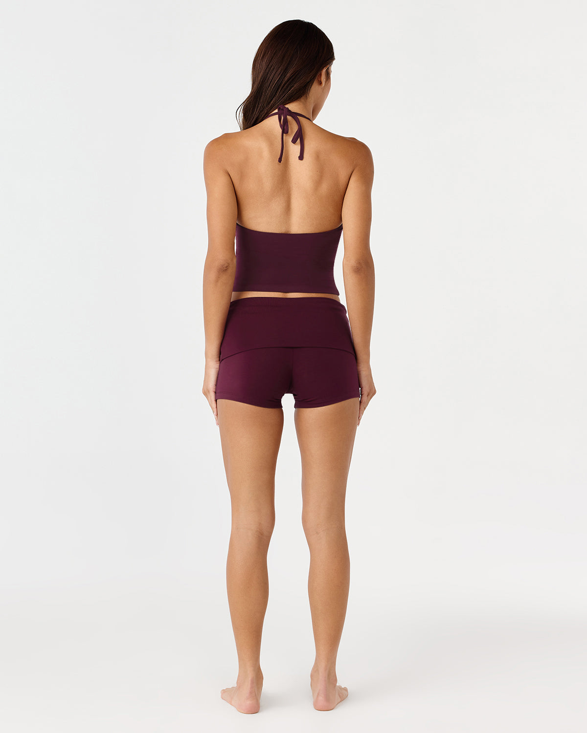 Foldover Yoga Shorts | Deep Berry