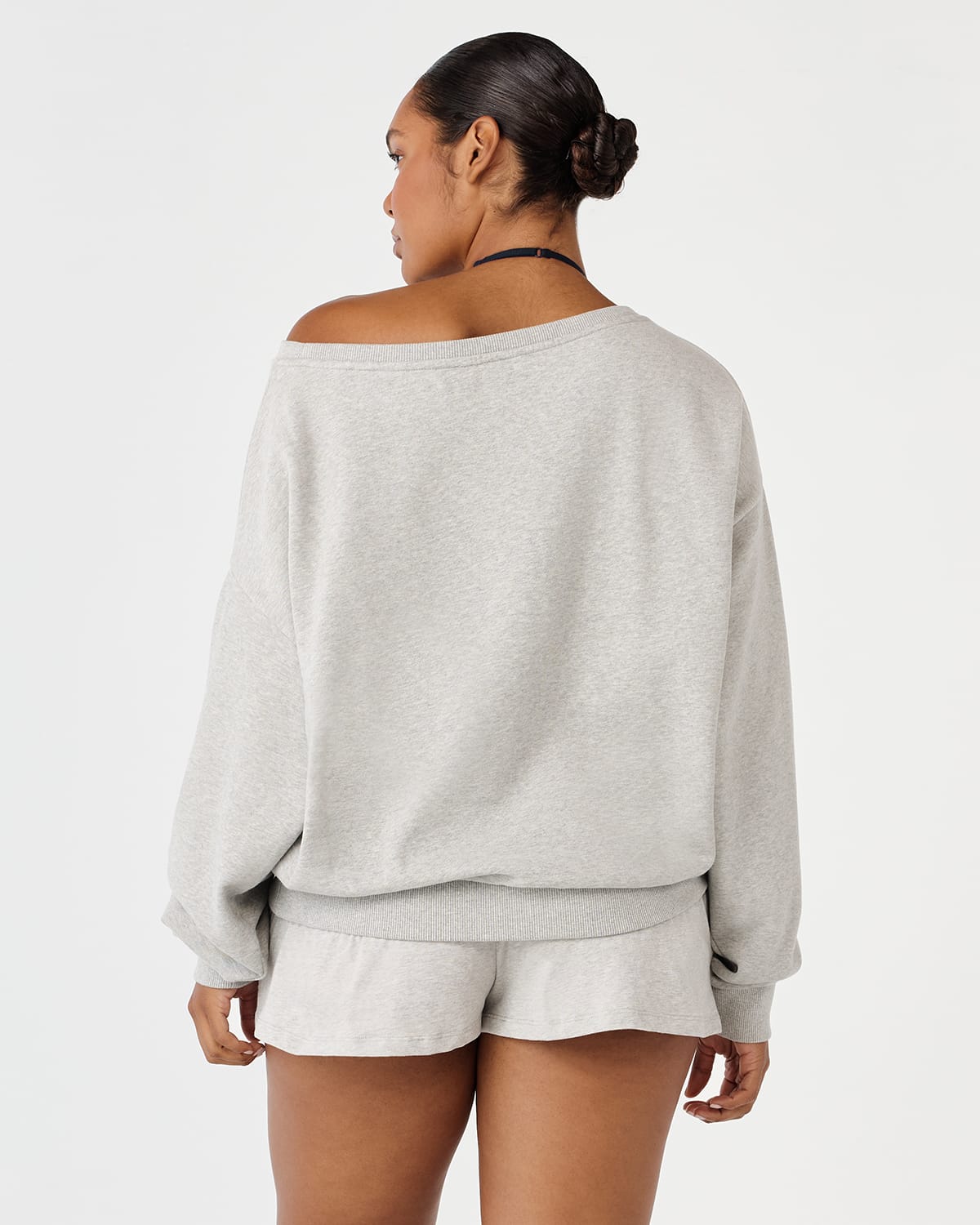 Off Shoulder Sweatshirt | Grey Marle