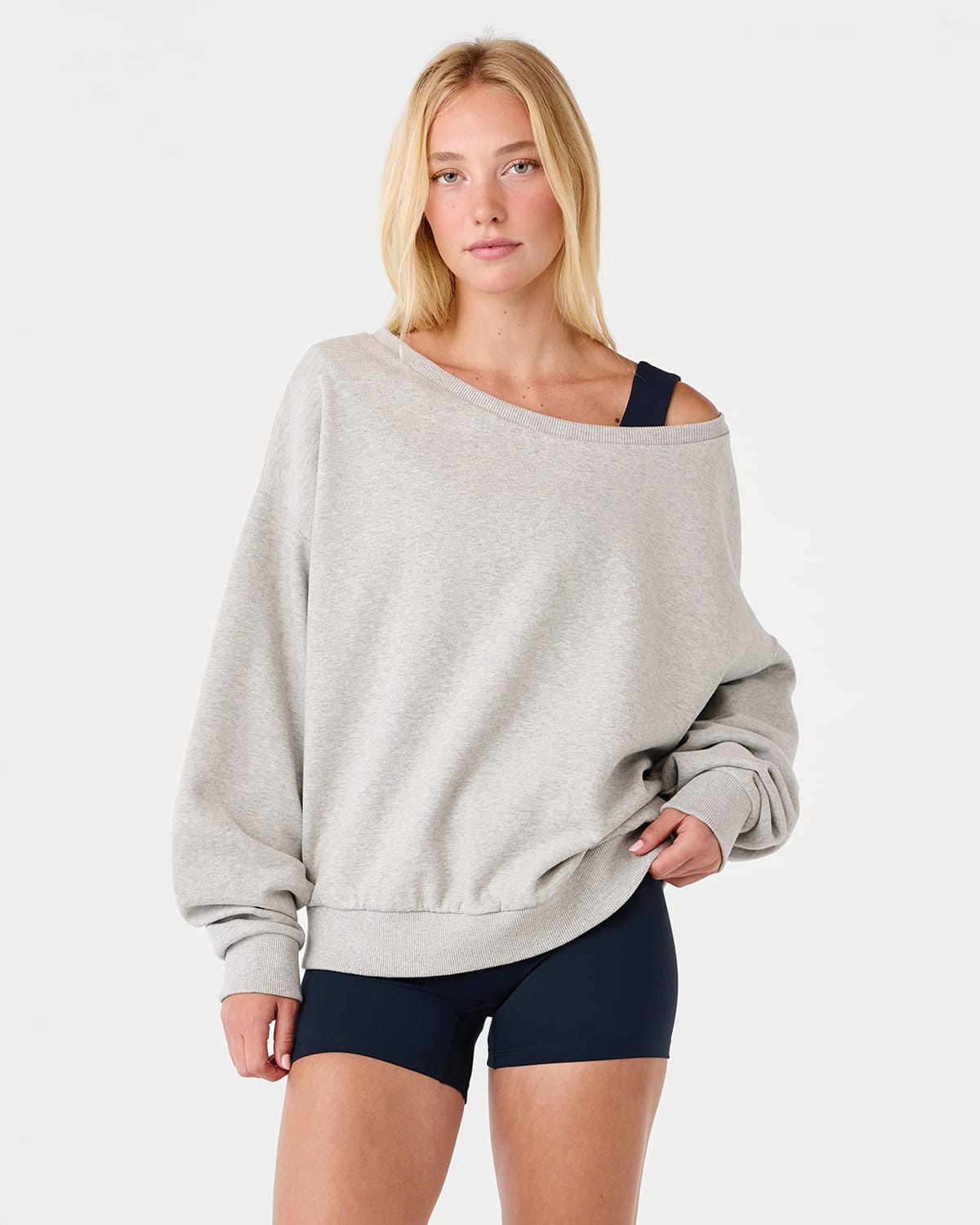 Off Shoulder Sweatshirt | Grey Marle