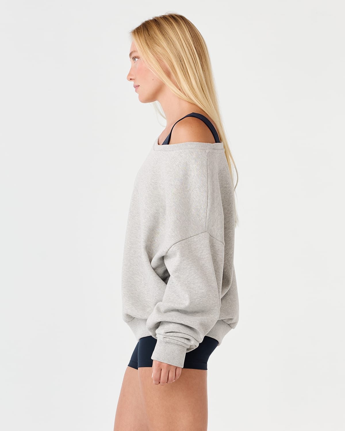 Off Shoulder Sweatshirt | Grey Marle