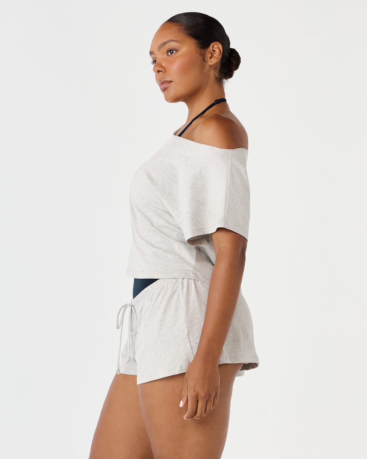 One Shoulder Slouchy Tee | Grey Marle