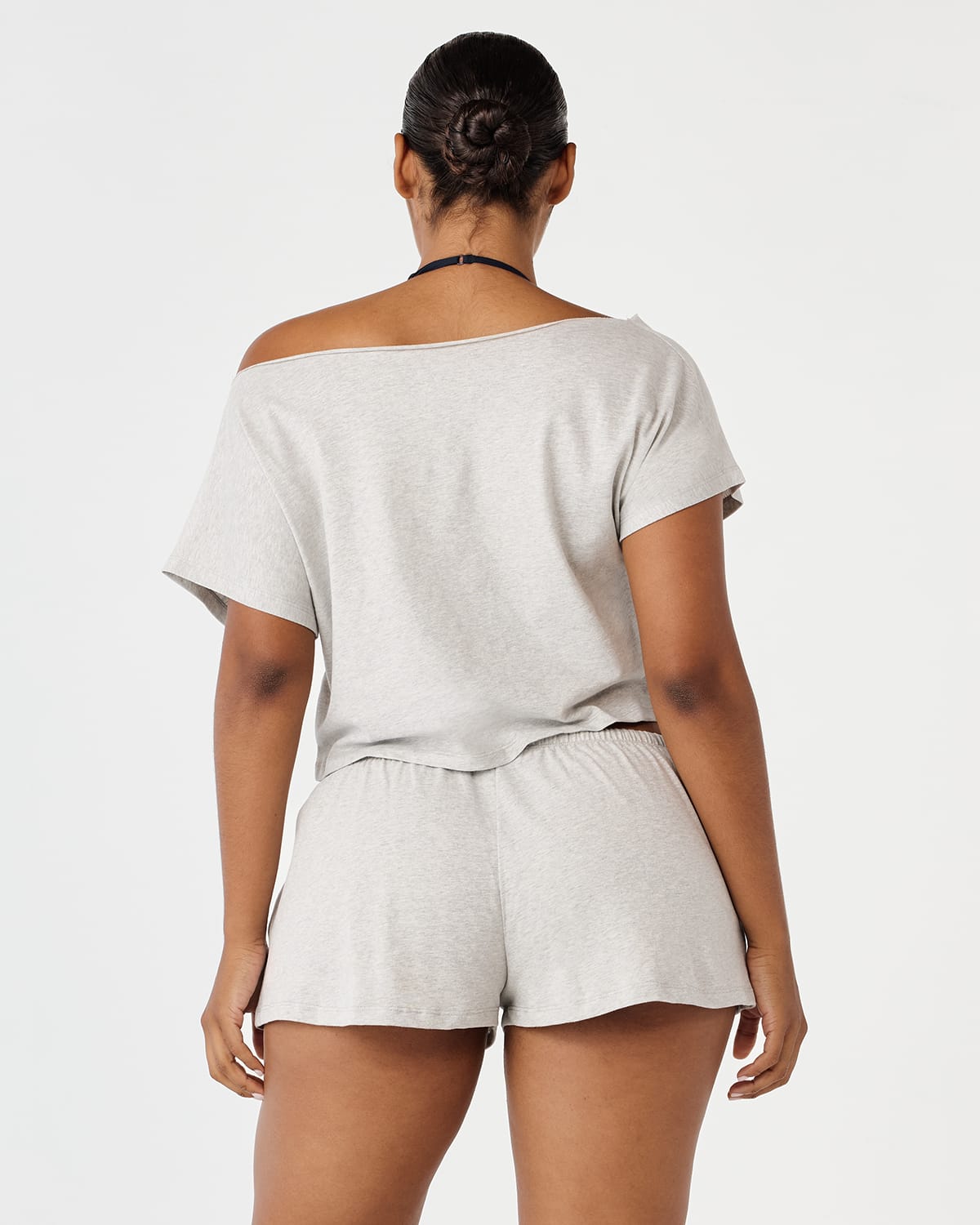 One Shoulder Slouchy Tee | Grey Marle